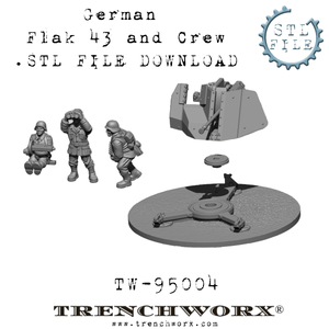 German Flak 43 and Crew .STL Download
