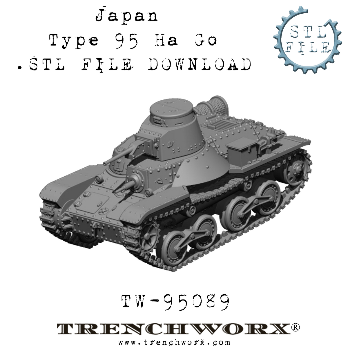 Japanese Type 95 Ha Go .STL Download – Trenchworx, image size:1200x1200
