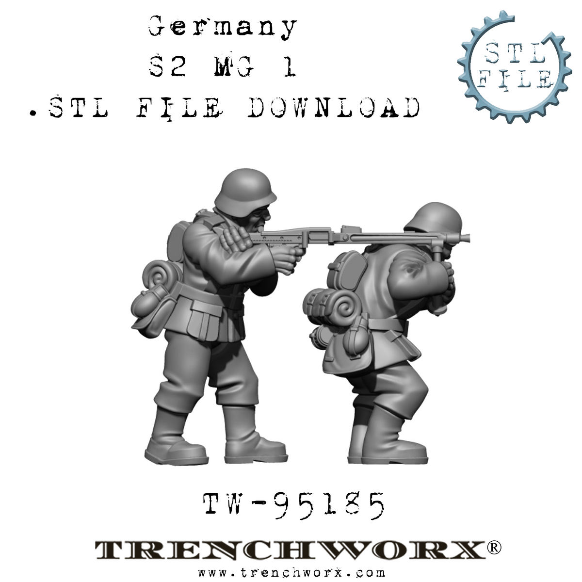 ドイツ88mm砲8 4号戦車パンサーワーゲン 1/72 3D プリンター STL German Machine Gunner, Bernhard & Alfred .STL Download – Trenchworx