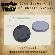 Load image into Gallery viewer, 30mm Flat Bases with Magnet Receptacle