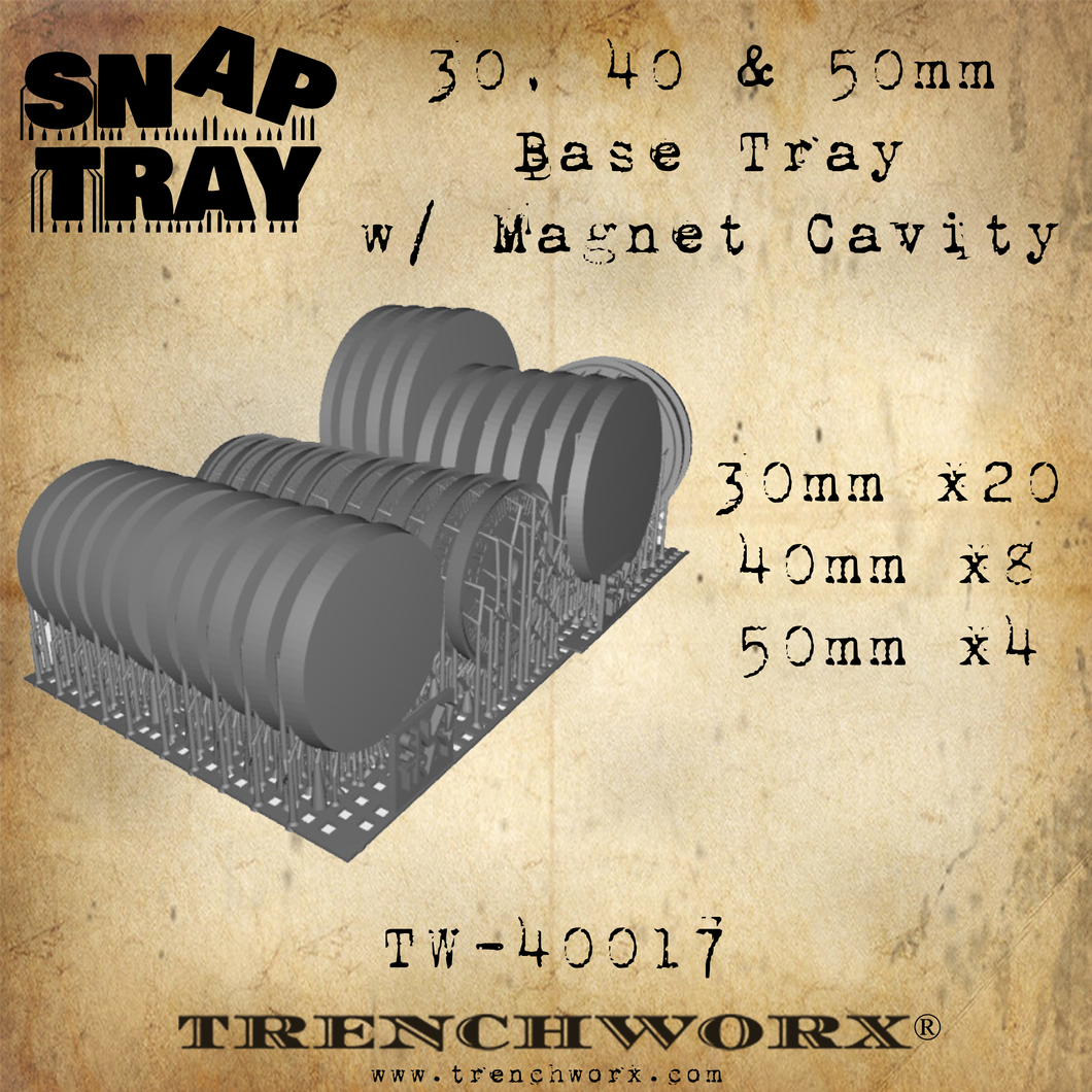 30, 40 & 50 mm Base Tray with Magnet Receptacle