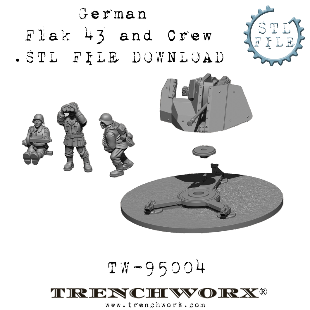 German Flak 43 and Crew .STL Download