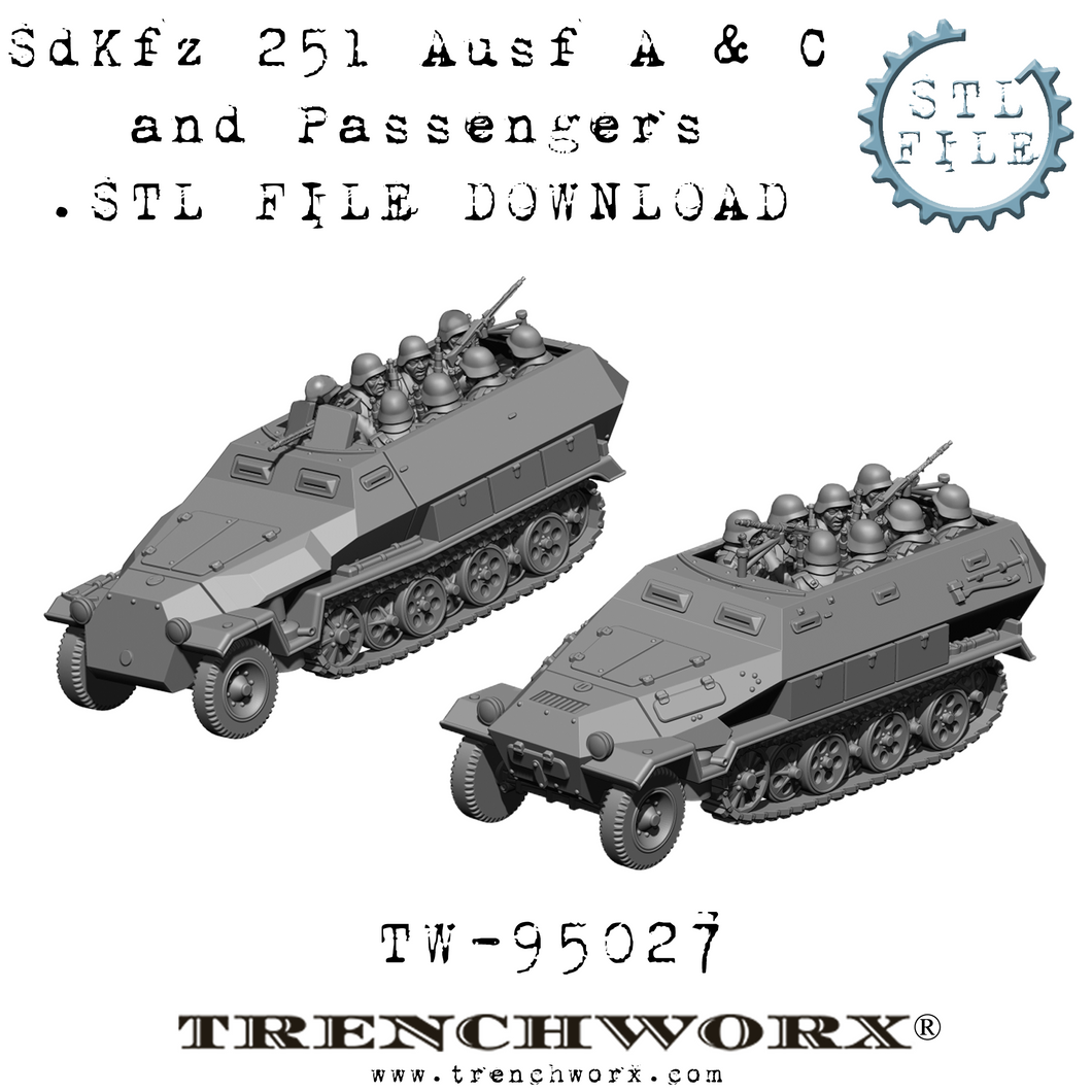 SdKfz 251 Ausf A & C Transports and Passengers .STL Download