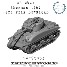 Load image into Gallery viewer, US M4A1 (76) Sherman .STL Download