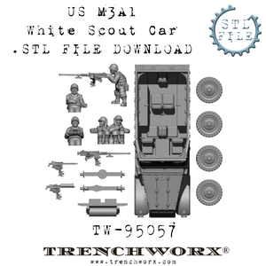 US M3A1 White Scout Car and Crew .STL Download