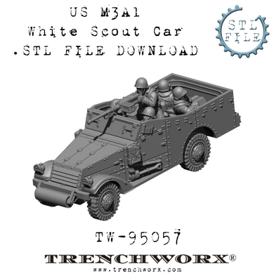 US M3A1 White Scout Car and Crew .STL Download