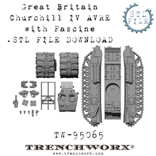 Load image into Gallery viewer, Churchill III AVRE with Fascine .STL Download