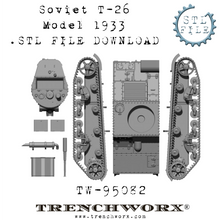 Load image into Gallery viewer, Soviet T-26 Model 1933 .STL Download