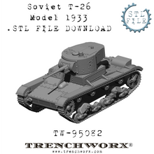 Load image into Gallery viewer, Soviet T-26 Model 1933 .STL Download
