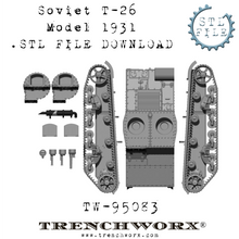 Load image into Gallery viewer, Soviet T-26 Model 1931 .STL Download