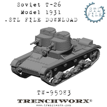 Load image into Gallery viewer, Soviet T-26 Model 1931 .STL Download
