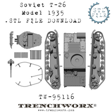Load image into Gallery viewer, Soviet T-26 Model 1935 .STL Download