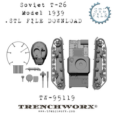 Load image into Gallery viewer, Soviet T-26 Model 1939 .STL Download