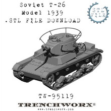 Load image into Gallery viewer, Soviet T-26 Model 1939 .STL Download