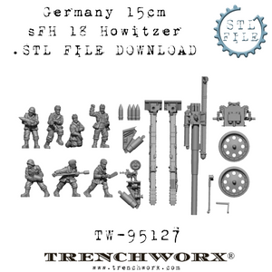 German 15cm sFH 18 Howitzer and Crew  .STL Download