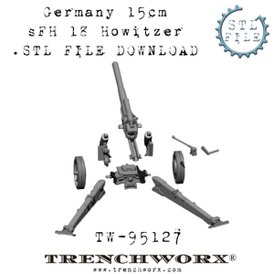 German 15cm sFH 18 Howitzer and Crew  .STL Download