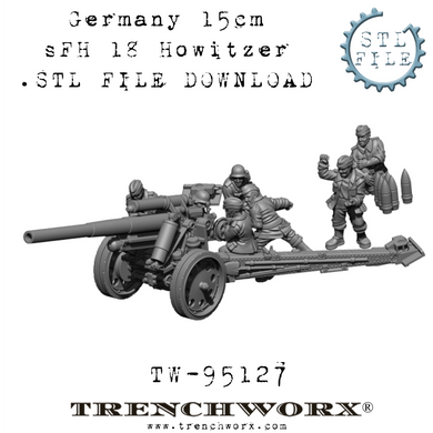 German 15cm sFH 18 Howitzer and Crew  .STL Download
