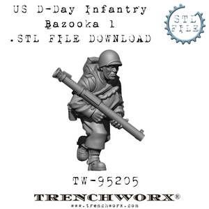 US D-Day Bazooka Gunner, Pvt. Jones .STL Download